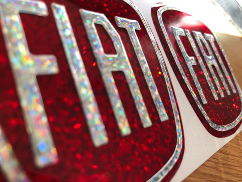 Fiat 500 3D Gel Badges Front & Rear Gel Badges Only  ALL GLITTER