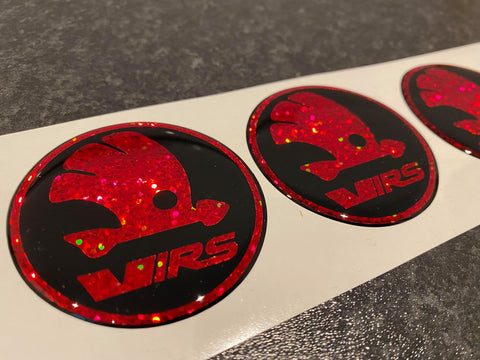 Skoda VRS 56mm Wheel Centre Badges Chrome, Glitter & Reflective colours
