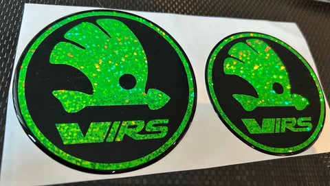 Skoda VRS Chrome, Glitter & Reflective Gel Badges (Front & Back Only)