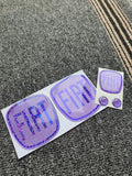 Fiat 500 Gel Badges ALL GLITTER Front, Back Steering Wheel & Key Fob Gels