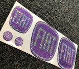 Fiat 500 Gel Badges ALL GLITTER Front, Back Steering Wheel & Key Fob Gels