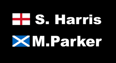 Rally Style Name Stickers With Flags